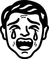 Emotional Crying Face Illustration for Expressive Design Projects vector