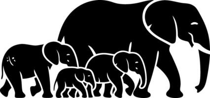 Elephant Family Silhouette for Nature Art and Design Projects vector