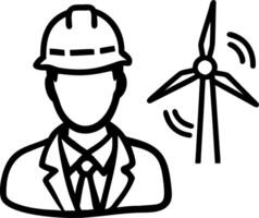 Engineer in Hardhat with Wind Turbine Renewable Energy Concept Illustration vector