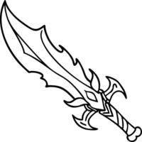 Fantasy Decorative Sword Outline for Tattoo and Coloring Design vector