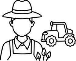 Farmer Illustration with Tractor and Plants Art for Agricultural Design vector