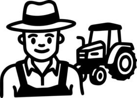 Farmer with Tractor Agriculture Suitable for Logos and Illustrations vector