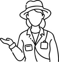 Female Explorer Illustration Simple Outline Drawing for Educational and Design Use vector