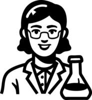 Female Scientist Art with Lab Flask for Educational Use and Design Projects vector