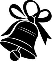 Festive Bell with Ribbon Outline for Holiday Design and Decoration vector