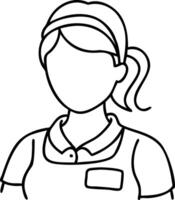 Female Worker Line Art Illustration in Uniform for Business and Educational Use vector