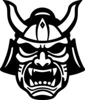 Fierce Samurai Mask Black Art for Tattoo Design and Cultural Decor vector