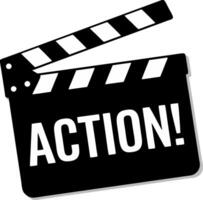 Film Clapperboard with Action Text for Cinema and Projects vector