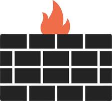 Firewall Protection with Flames for Cybersecurity Design vector