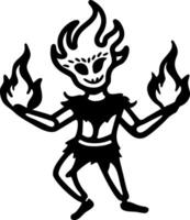 Flaming Elemental Creature Silhouette Illustration for Tattoos and Design Projects vector