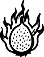 Flaming Dragon Fruit Illustration for Tattoo and Design vector