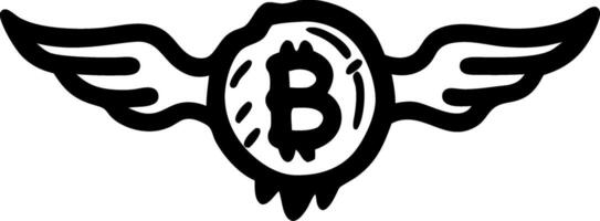 Flying Bitcoin Symbol with Wings Illustration for Cryptocurrency Enthusiasts vector