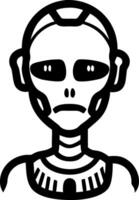 Futuristic Alien Robot Head Design for Sci-Fi Projects and Tattoos vector