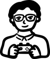Gamer Illustration of Person with Glasses Holding Game Controller vector