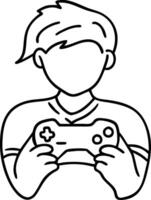 Gamer Holding Controller Minimalist Illustration for Posters and Coloring Books vector