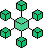 Green Blockchain Network Illustration for Technology and Cryptocurrency Concepts vector