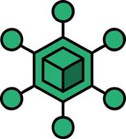 Green Hexagonal Structure with Central Cube and Connected Nodes Illustration vector