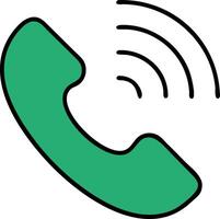 Green Phone Handset with Signal Waves for Communication Apps and Digital Design vector