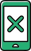 Green Smartphone with Cross Symbol Illustration for Mobile Notification Concepts vector