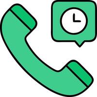 Green Telephone Receiver with Clock Symbol for Communication and Scheduling Apps vector