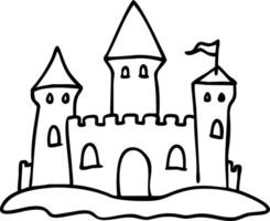 Hand Drawn Castle Outline for Kids Coloring Books and Design Projects vector