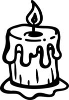 Hand Drawn Dripping Candle for Decorative Design and Coloring Projects vector