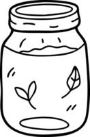 Hand Drawn Mason Jar with Leaves Design for Tattoos and Coloring Books vector
