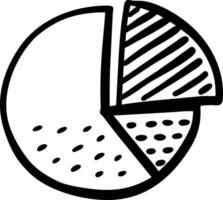 Hand Drawn Pie Chart with Three Segments for Data Visualization vector