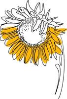 Hand Drawn Sunflower Line Art Illustration for Design and Craft Projects vector
