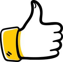Hand Drawn Thumbs Up with Yellow Cuff for Social Media and Design Projects vector