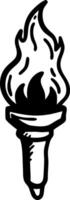 Hand Drawn Torch Flame for Tattoo and Design Projects vector