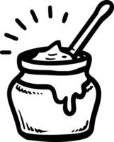 Hand Drawn Illustration of Honey Jar with Dipper for Food and Craft Projects vector
