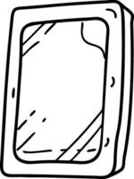 Hand Drawn Illustration of Rectangular Mirror with Cracked Glass for Design Use vector