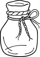 Hand Drawn Illustration of Ribbon Tied Mason Jar for Crafting and Design Projects vector