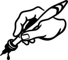 Hand Holding Fountain Pen Drawing Ink Line Art for Illustrations and Design Projects vector