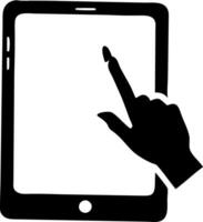 Hand Touching Tablet Screen Silhouette for Technology Design vector