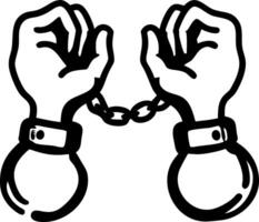 Handcuffed Hands Illustration Symbolizing Restraint and Justice vector