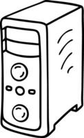 Hand-Drawn Desktop Computer Tower Illustration for Tech Design vector
