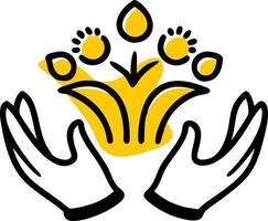 Hands Holding Abstract Floral Growth Symbol for Design and Inspiration vector