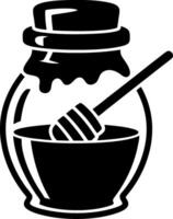 Honey Jar with Dipper Black Silhouette for Design and Craft Projects vector
