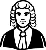 Historical Judge Portrait Illustration with Traditional Wig and Robes vector