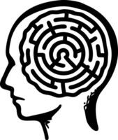 Human Head with Maze Brain Illustration Symbolizing Mental Complexity and Problem Solving vector