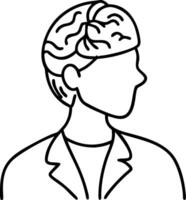Human Brain Outline Side Profile for Educational and Medical Illustrations vector