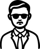 ic Illustration of Mysterious Man in Suit with Sunglasses vector