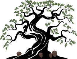 Intricate Oak Tree with Acorns Ideal for Nature Illustrations and Art Designs vector