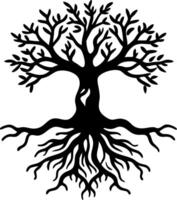 Intricate Tree of Life Design with Branches and Roots for Tattoos or Art Projects vector