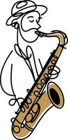 Jazz Musician Playing Saxophone One Line Art Illustration for Posters and Creative Design vector