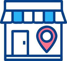 Local Business Shopfront with Location Pin for Marketing and Navigation vector