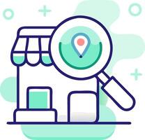 Local Business Search Illustration with Magnifying Glass and Location Pin vector