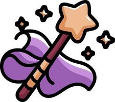 Magic Wand with Stars and Purple Ribbon for Decoration and Design vector